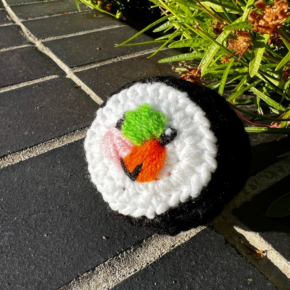 Hand Crocheted Happy Little Sushi Roll Plushie! - Picture 5 of 13